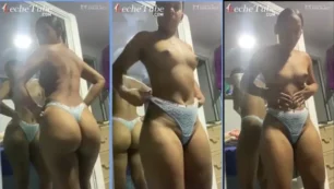 Observando su atractiva figura morena