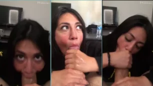 De forma inesperada, su amiga la sorprende mientras está practicando sexo oral, mamando esa enorme verga