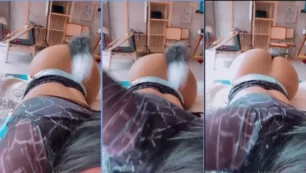 Ashley Carolina muy suelto, con un vibrador instalado en el fundamento
