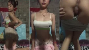 Mujer joven y atractiva en casa mostrando su cuerpo sensual