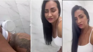 Maravilloso clip Alessandra Marques haciendo un ensayo sexy en el baño