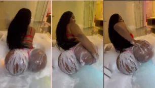 ¡Karen Vásquez, todo poderoso en jacuzzi lleno de leche