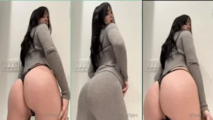 Los frascos de durazno caen por los pantalones y muestra el trasero