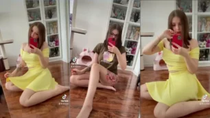 ¡Video de una Tiktoker irresistible, toda desnuda, subiendo al escenario