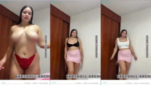 Archita Phukan probándose ropa interior estando desnuda