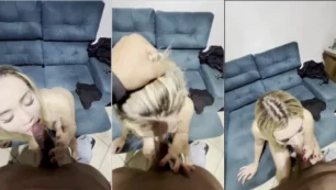 ¡El video enojado de Laine Blonde mamando la enorme polla