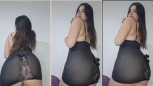 ¡Nena Rik, el vestido caliente con vestido negro, balanceándose el baile