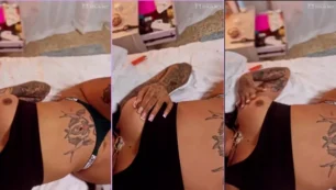 Ofrecimiento provocativo de Dominicana Mami Kim con inclinación sensual exhibiendo sus pechos