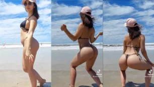¡Waleria Casta luciendo bikini en la playa en un video súper travieso