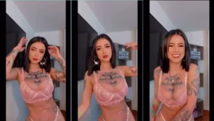 ¡Dinaoneg, un gato que ama las bragas sexys, haciendo un espectáculo de espejo