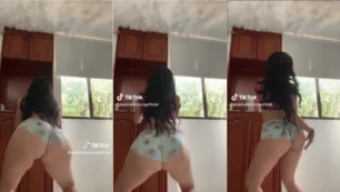 Jessica Orozco mostrando su gran culo en pijama en el video