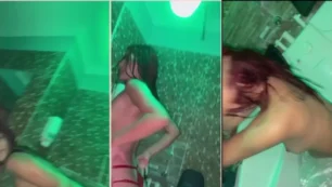 Maria Sandoval, el goste de las curvas irresistibles, balanceando las bragas rojas