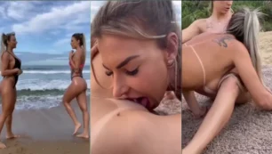 Nena irresistible de Brasil divirtiéndose en la playa